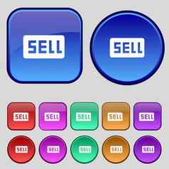 出售贡献者收益图标标志集十二个古董按钮设计