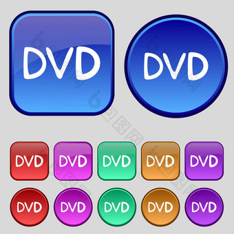 Dvd图标标志集十二个古董按钮设计