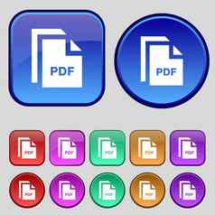 文件PDF图标标志集十二个古董按钮设计