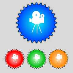视频相机标志图标内容按钮集色彩鲜艳的按钮