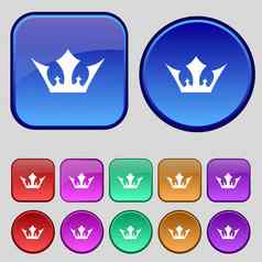 皇冠图标标志集十二个古董按钮设计