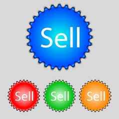 出售标志图标贡献者收益按钮集彩色的按钮