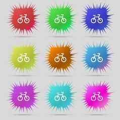 自行车图标标志集原始针按钮