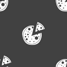 披萨图标无缝的模式灰色的背景