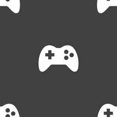 操纵杆标志图标视频游戏象征无缝的模式灰色的背景