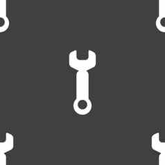 扳手关键标志图标服务工具象征无缝的模式灰色的背景
