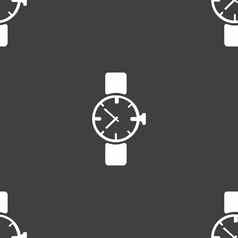 手表图标象征无缝的模式灰色的背景