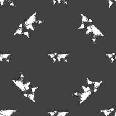 全球标志图标世界地图地理位置象征无缝的模式灰色的背景
