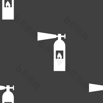 火灭火器图标标志无缝的模式灰色的背景