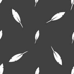 羽毛标志图标复古的笔辛博无缝的模式灰色的背景