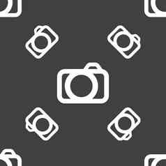 照片相机标志图标数字照片相机象征无缝的模式灰色的背景