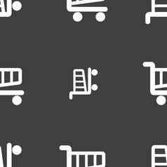 购物车标志图标在线购买按钮无缝的模式灰色的背景