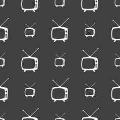 复古的模式标志图标电视集象征无缝的模式灰色的背景