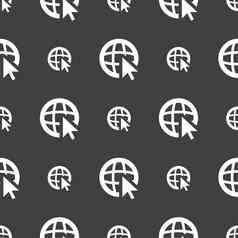 互联网标志图标世界宽网络象征光标指针无缝的模式灰色的背景