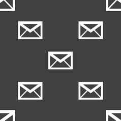 邮件图标信封象征消息标志导航按钮无缝的模式灰色的背景