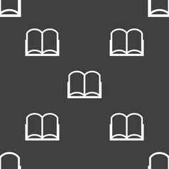 书标志图标开放书象征无缝的模式灰色的背景