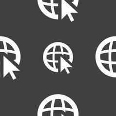 互联网标志图标世界宽网络象征光标指针无缝的模式灰色的背景