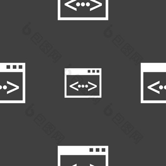 代码标志图标程序员象征无缝的模式灰色的背景
