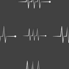 心电图监控标志图标心垮掉的一代象征无缝的模式灰色的背景