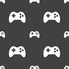 操纵杆标志图标视频游戏象征无缝的模式灰色的背景