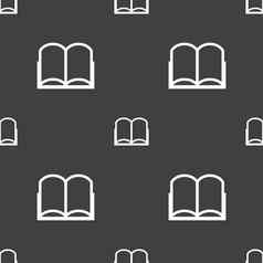 书标志图标开放书象征无缝的模式灰色的背景