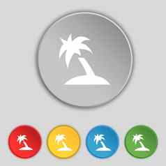 棕榈树旅行旅行图标标志象征平按钮