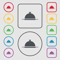 食物盘服务标志图标表格设置餐厅象征符号轮广场按钮框架