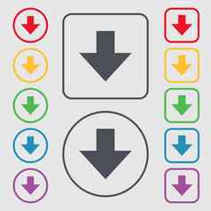 下载标志下载平图标负载标签符号轮广场按钮框架