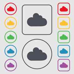 云标志图标数据存储象征符号轮广场按钮框架