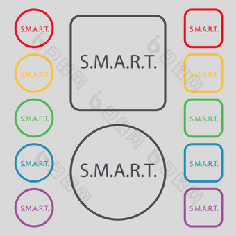 聪明的标志图标新闻按钮集彩色的按钮