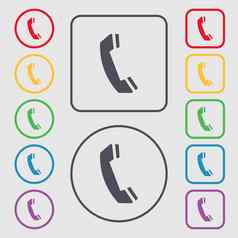 电话标志图标支持象征调用中心符号轮广场按钮框架