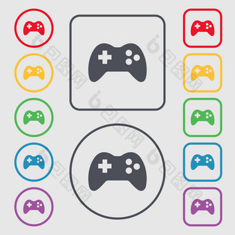操纵杆标志图标视频游戏象征符号轮广场按钮框架