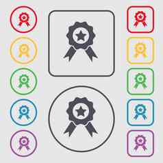 奖金牌荣誉图标标志象征轮广场按钮框架