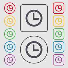 时钟标志图标机械时钟象征符号轮广场按钮框架