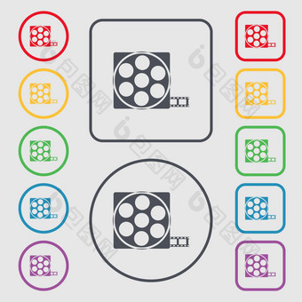 视频标志图标框架象征符号轮广场按钮框架