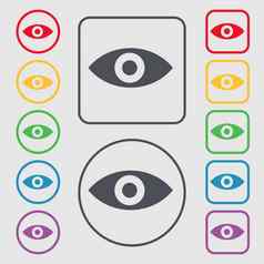 眼睛发布内容第六感觉直觉图标标志象征轮广场按钮框架