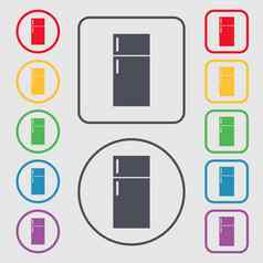 冰箱图标标志符号轮广场按钮框架