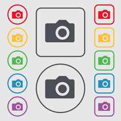 数字照片相机图标标志象征轮广场按钮框架