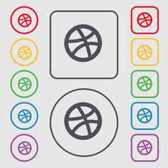 篮球图标标志象征轮广场按钮框架