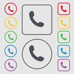 电话支持调用中心图标标志象征轮广场按钮框架