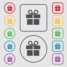 礼物盒子图标标志象征轮广场按钮框架