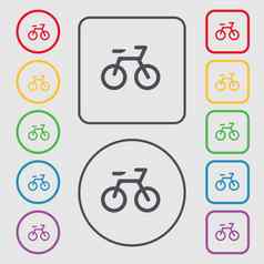 自行车图标标志象征轮广场按钮框架