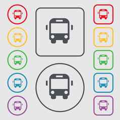 公共汽车图标标志象征轮广场按钮框架