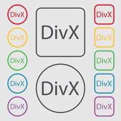 divx视频格式标志图标象征符号轮广场按钮框架