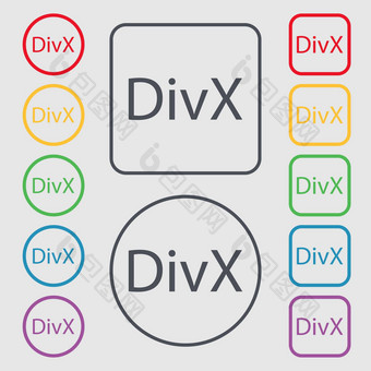divx<strong>视频</strong>格式标志图标象征符号轮广场按钮<strong>框</strong>架