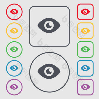 眼睛<strong>发布内容</strong>图标标志象征轮广场按钮框架