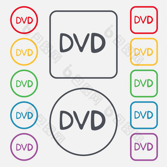 Dvd图标标志象征轮广场按钮框架