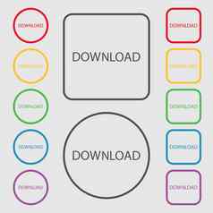 下载图标上传按钮负载象征符号轮广场按钮框架