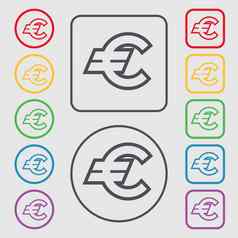 欧元欧元图标标志象征轮广场按钮框架