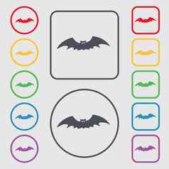 蝙蝠图标标志象征轮广场按钮框架